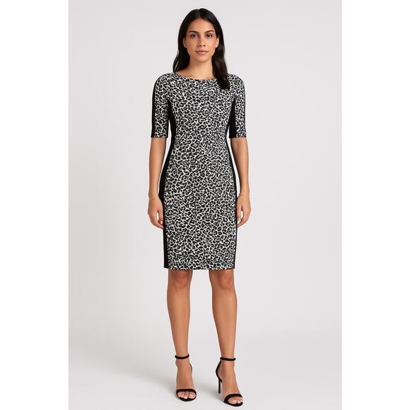 Amanda Uprichard Viva Mini Sheath Ponte Dress Small Black Cheetah Illusion print - Picture 1 of 10